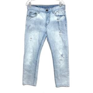 Aeropostale Jeans Slim Straight Leg Light Wash Distressed Mid Rise Mens 30x30